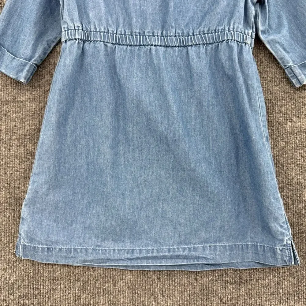 Old Navy Girls Chambray Shirt Dress Size 4T Blue Elastic Waist Collared Cotton